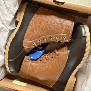 Jambu Men's Brown Leather and Black Rubber Boots